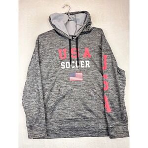 Striker Mens USA Soccer Hoodie Gray Heather Performance Sweatshirt XL